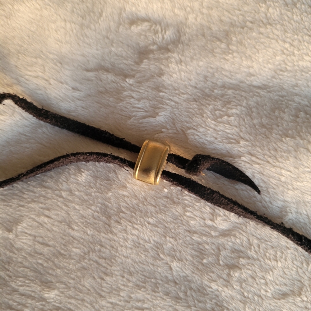 Chunky Acrylic Stone Adustable Necklace with Leather Cord EUC - Picture 4 of 7